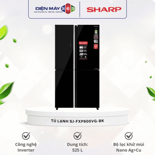 Tủ lạnh 4 cánh 525 lít Sharp SJ-FXP600VG-BK