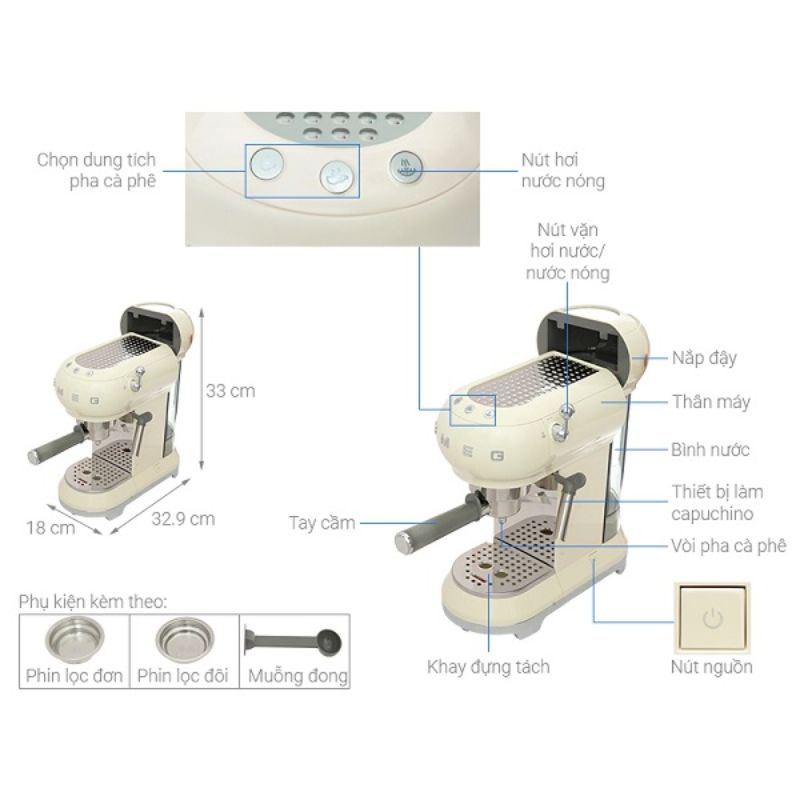 Máy pha cà phê Hafele Smeg ECF01CREU 535.43.655 5 Chi tiết máy pha cà phê Hafele Smeg ECF01CREU 535.43.655
