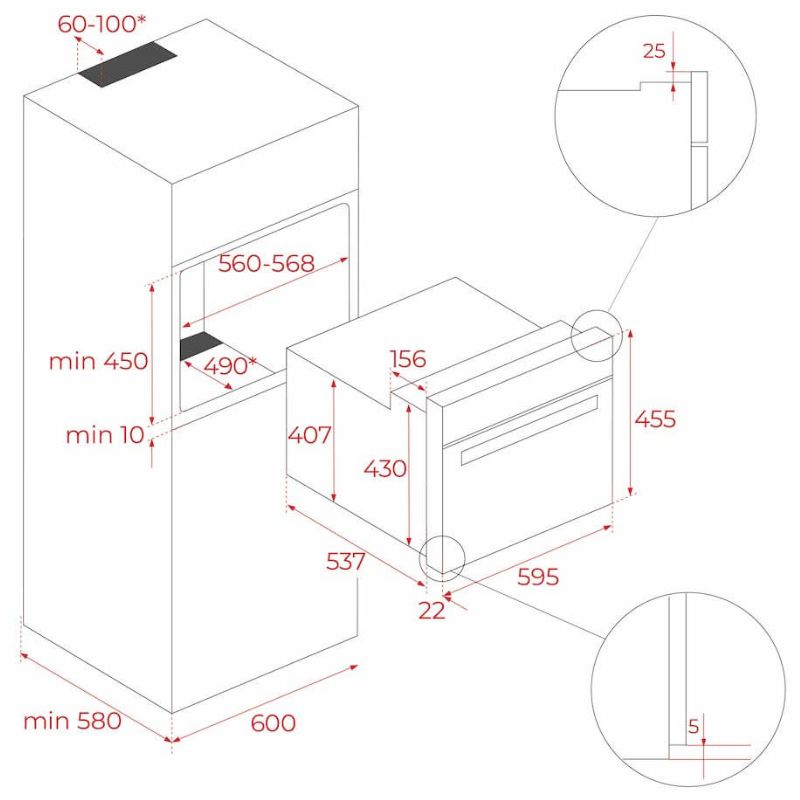 Lò hấp kết hợp nướng Teka MAESTRO HLC 8470 SC BK 111230011 5 Kích thước lò hấp kết hợp nướng Teka MAESTRO HLC 8470 SC BK 111230011