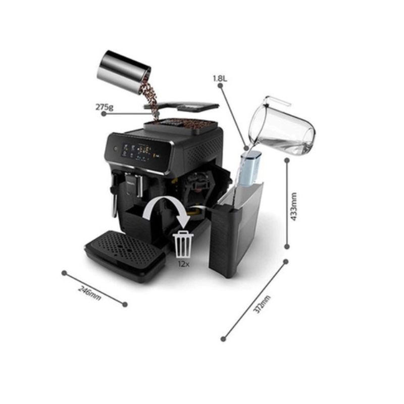 Máy pha cafe gia đình Philips EP2221/40 6 Kích thước máy pha cafe gia đình Philips EP2221/40