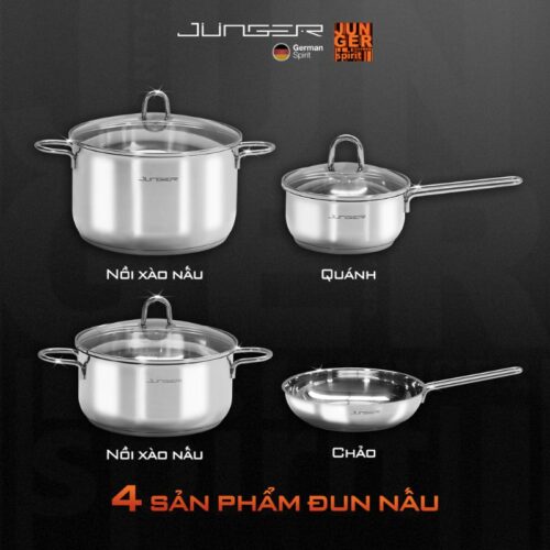 Chi tiết bộ nồi Inox Junger JC-200