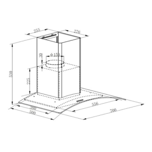 Máy hút mùi áp tường Faster FS 3388-70B 5 Kích thước máy hút mùi áp tường Faster FS 3388-70B