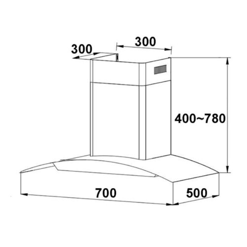 Máy hút mùi áp tường Faster FS 3588-70BL 5 Kích thước máy hút mùi áp tường Faster FS 3588-70BL