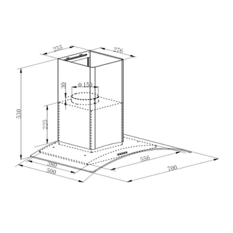Máy hút mùi áp tường Faster FS 3588-70TS 4 Kích thước máy hút mùi áp tường Faster FS 3588-70TS