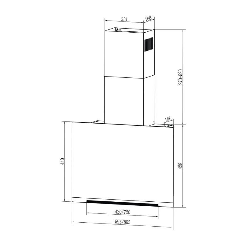 Máy hút mùi áp tường tuần hoàn Faster FS 1770 4 Kích thước máy hút mùi áp tường tuần hoàn Faster FS 1770