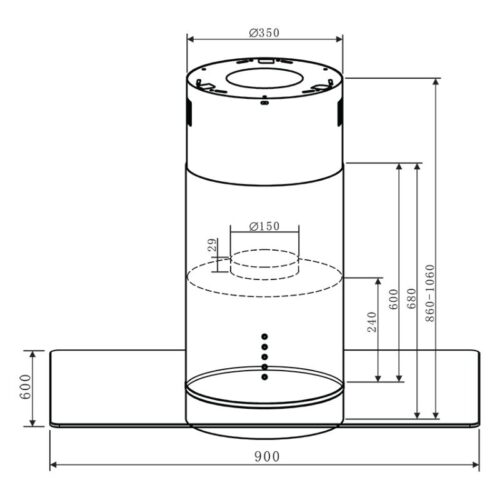Máy hút mùi đảo Faster FS 2288IR 5 Kích thước máy hút mùi đảo Faster FS 2288IR