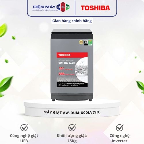 Máy Giặt Toshiba Inverter 15 Kg AW-DUM1600LV(SG) cửa trên