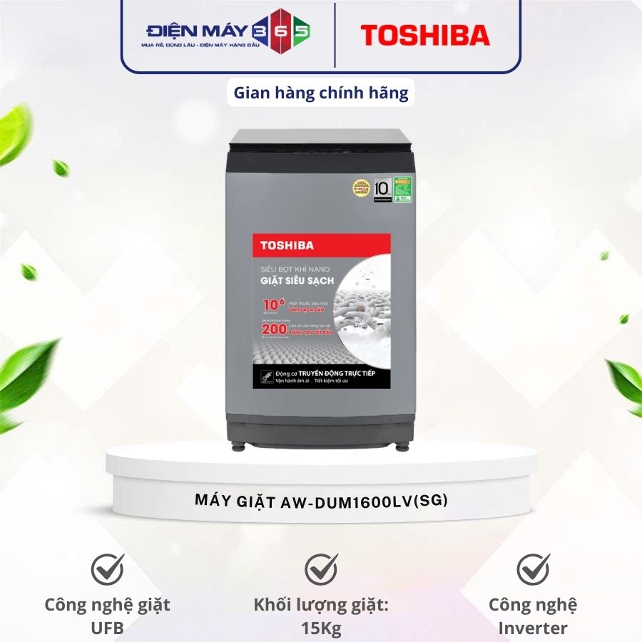 Máy Giặt Toshiba Inverter 15 Kg AW-DUM1600LV(SG) cửa trên 3 Máy Giặt Toshiba Inverter 15 Kg AW-DUM1600LV(SG) cửa trên