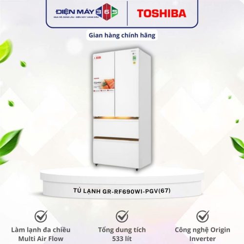 Tủ Lạnh 4 cánh Multi doors Inverter 533 Lít Toshiba GR-RF690WI-PGV(67)