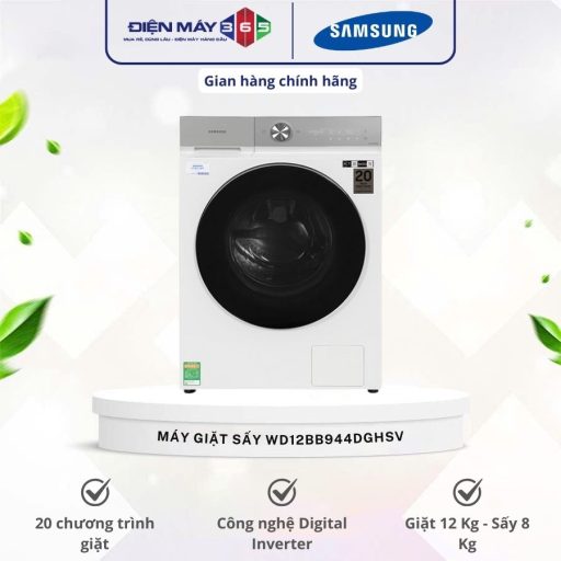 Máy Giặt Sấy Samsung Inverter Giặt 12 Kg - Sấy 8 Kg WD12BB944DGHSV 12 WD12BB944DGHSV
