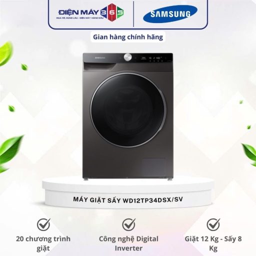 Máy giặt sấy Samsung Inverter giặt 12 kg - sấy 8 kg WD12TP34DSX/SV 10 WD12TP34DSX SV