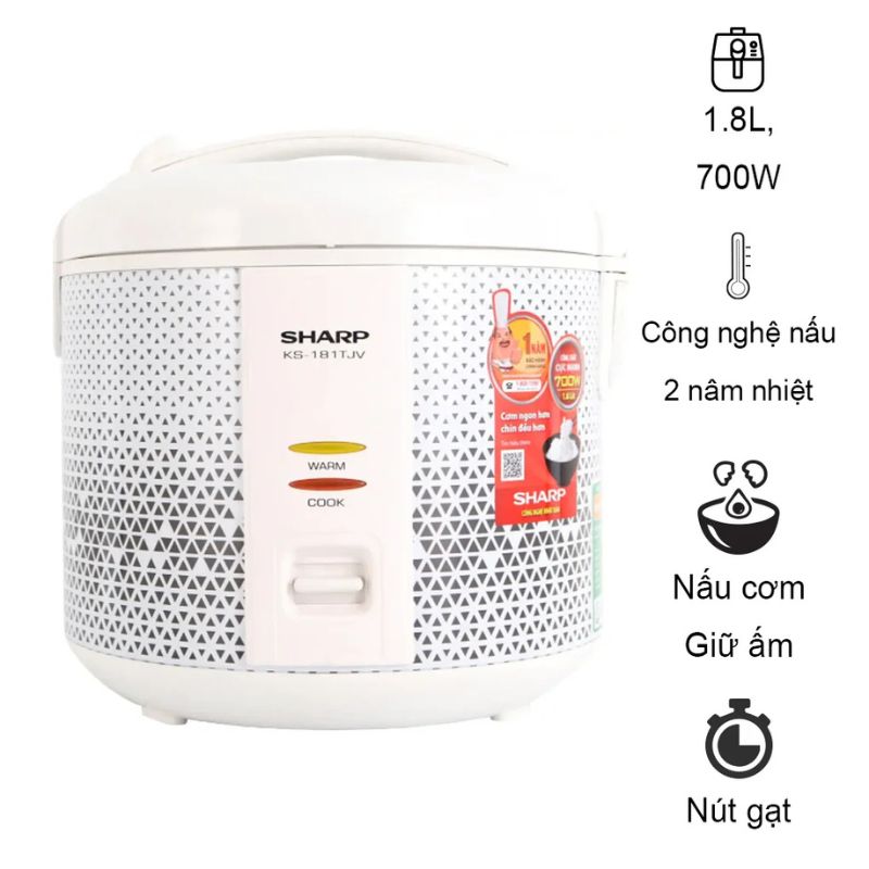 Nồi cơm điện Sharp KS-181TJV 1.8 lít 4 Ảnh nồi cơm điện Sharp KS-181TJV 1.8 lít