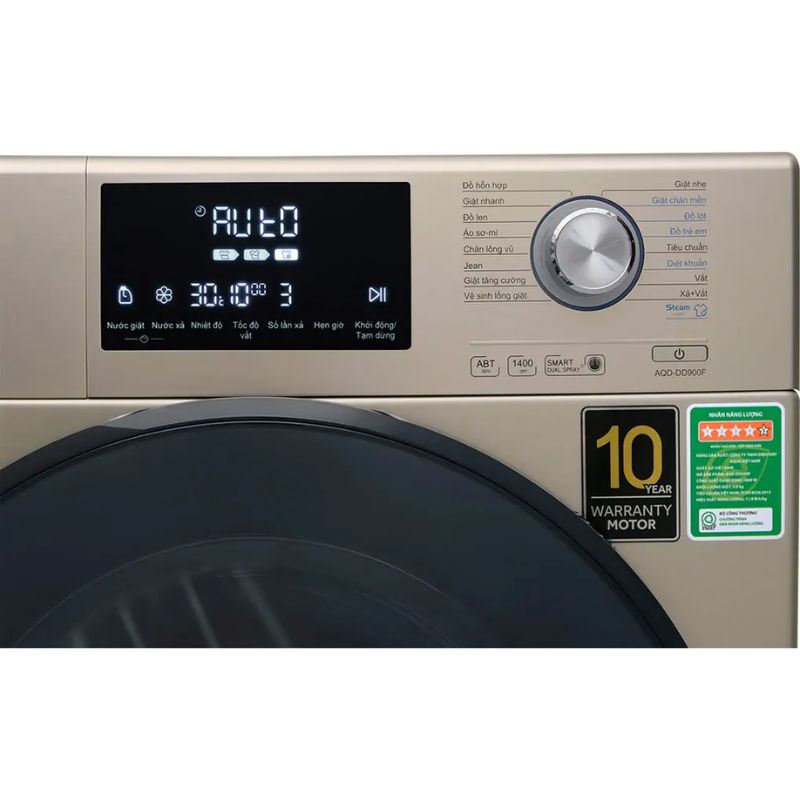 Máy Giặt Aqua Inverter 9 Kg AQD-DD900F (N) cửa trước 5 Bảng điều khiển máy Giặt Aqua Inverter 9 Kg AQD-DD900F (N) cửa trước