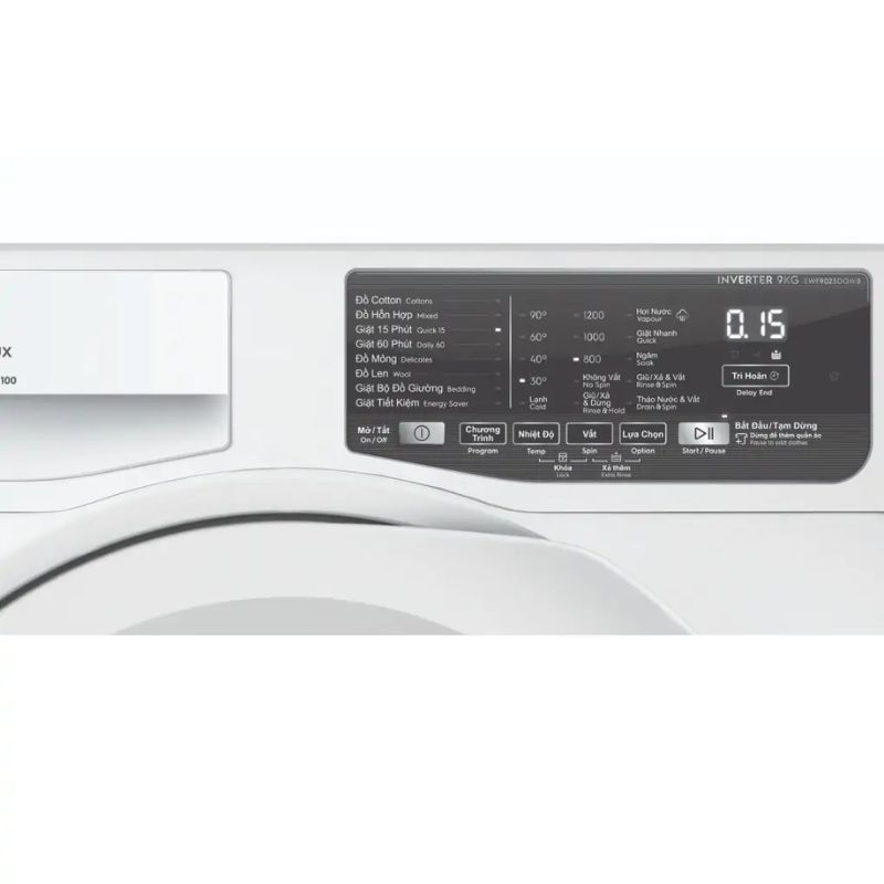 Máy Giặt Electrolux Inverter 9 Kg EWF9025DQWB cửa trước 4 Bảng điều khiển máy Giặt Electrolux Inverter 9 Kg EWF9025DQWB cửa trước