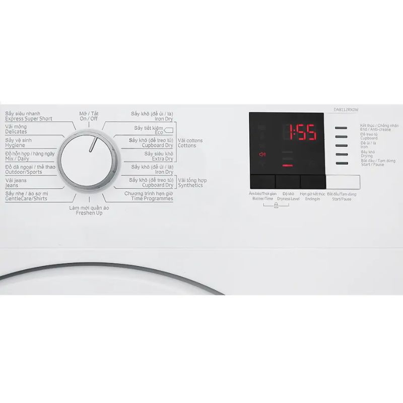 Máy Sấy Thông Hơi Beko 8 Kg DA8112RX0W 4 Bảng điều khiển máy Sấy Thông Hơi Beko 8 Kg DA8112RX0W