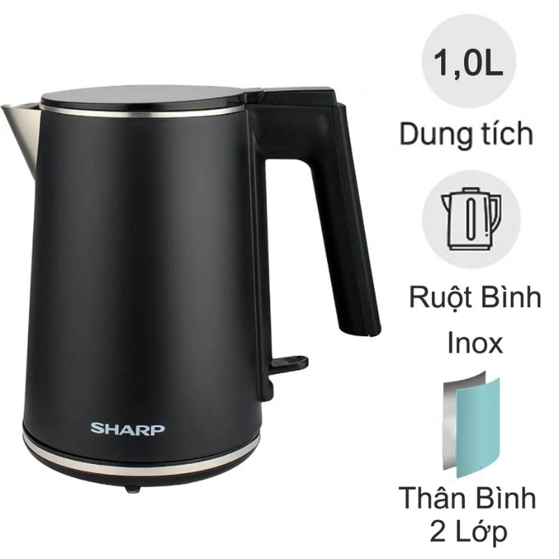 Bình đun siêu tốc 1 lít Sharp EKJ-10DVPS-BK 2 Bình đun siêu tốc 1 lít Sharp EKJ-10DVPS-BK