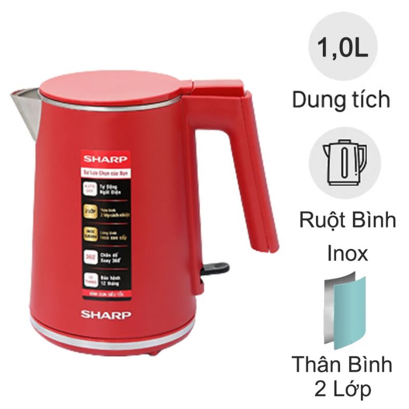 Bình đun siêu tốc Sharp EKJ-10DVPS-RD 3 Bình đun siêu tốc Sharp EKJ-10DVPS-RD