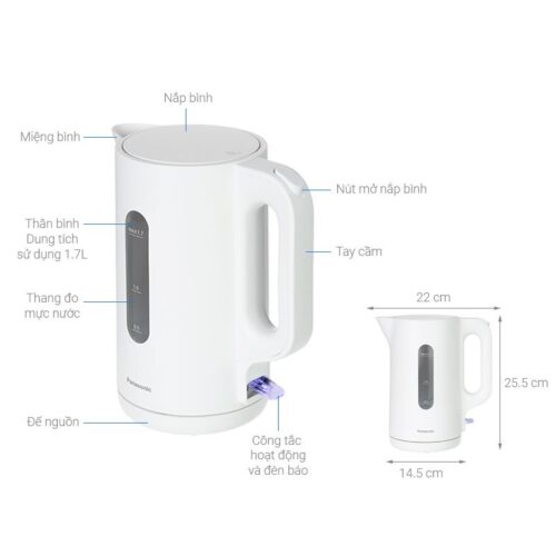 Ấm đun nước điện Panasonic NC-K101WRA 7 Kích thước ấm đun nước điện Panasonic NC-K101WRA