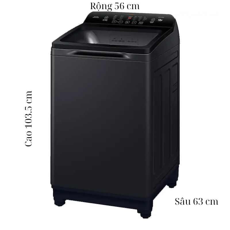 Máy Giặt Aqua 10 Kg AQW-FR100GT.BK cửa trên 4 Kích thước máy Giặt Aqua 10 Kg AQW-FR100GT.BK cửa trên