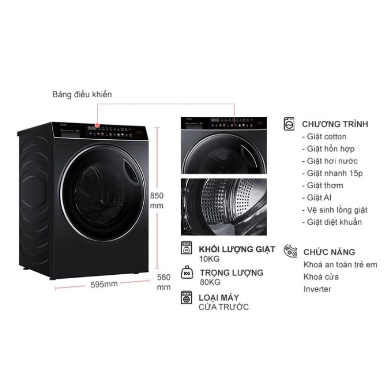 Máy Giặt Aqua Inverter 10 Kg AQD-DW1000J.BK cửa trước 4 Kích thước máy Giặt Aqua Inverter 10 Kg AQD-DW1000J.BK cửa trước