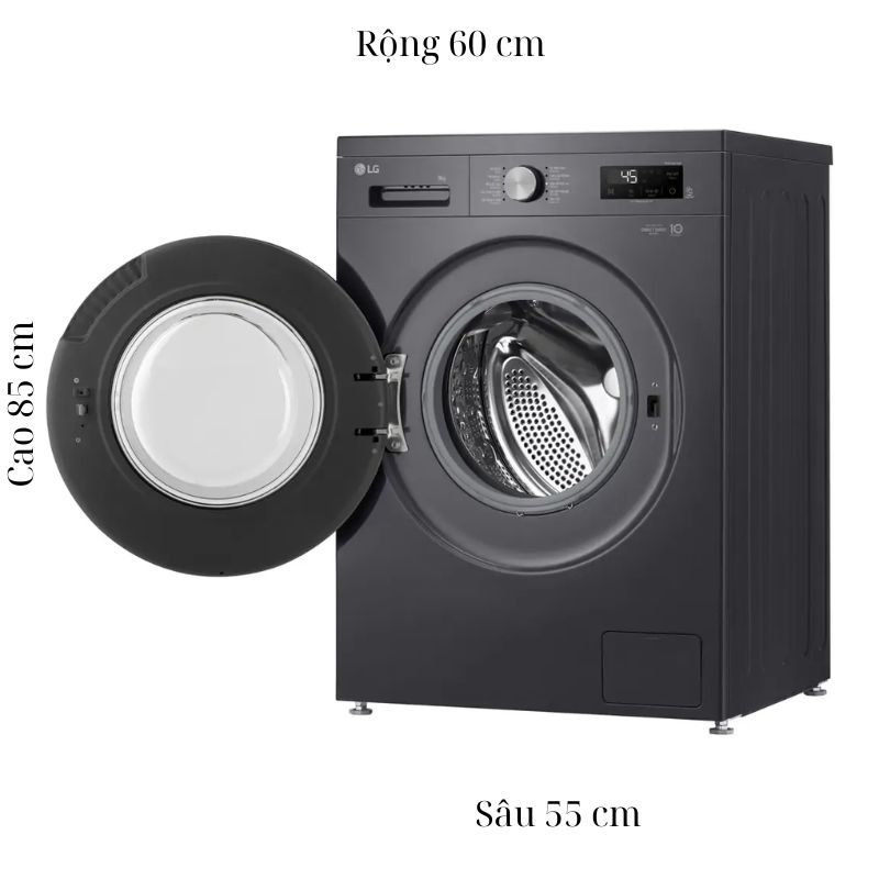 Máy Giặt LG Inverter 9 Kg FB1209S5M cửa trước 6 Kích thước máy Giặt LG Inverter 9 Kg FB1209S5M cửa trước