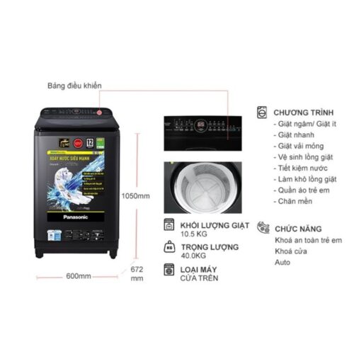 Máy Giặt Panasonic Inverter 10.5 Kg NA-FD10AR1BV cửa trên 9 Kích thước máy Giặt Panasonic Inverter 10.5 Kg NA-FD10AR1BV cửa trên