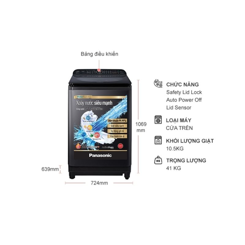 Máy Giặt Panasonic Inverter 10.5 Kg NA-FD10VR1BV cửa trên 6 Máy Giặt Panasonic Inverter 10.5 Kg NA-FD10VR1BV cửa trên