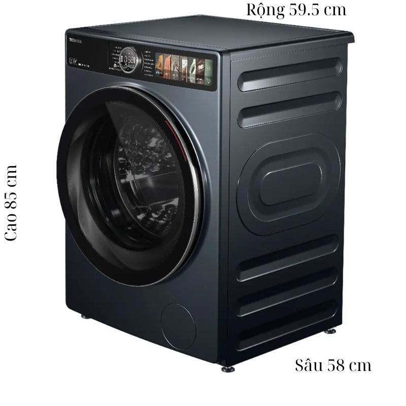 Máy Giặt Sấy Toshiba Inverter Giặt 10.5 Kg - Sấy 7 Kg TWD-T27BZP115MWV(MG) 5 Kích thước máy Giặt Sấy Toshiba Inverter Giặt 10.5 Kg - Sấy 7 Kg TWD-T27BZP115MWV(MG)