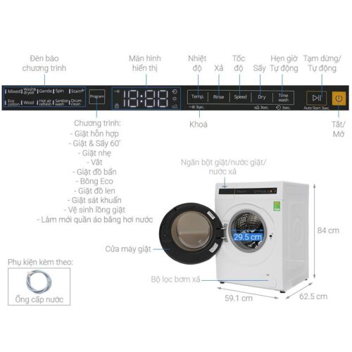 Máy Giặt Sấy Whirlpool Inverter Giặt 10.5 Kg - Sấy 7 Kg WWEB10702FW 9 Kích thước máy Giặt Sấy Whirlpool Inverter Giặt 10.5 Kg - Sấy 7 Kg WWEB10702FW