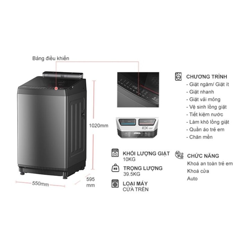 Máy Giặt Toshiba Inverter 10 Kg AW-DUM1100JV(SG) cửa trên 6 Kích thước máy Giặt Toshiba Inverter 10 Kg AW-DUM1100JV(SG) cửa trên