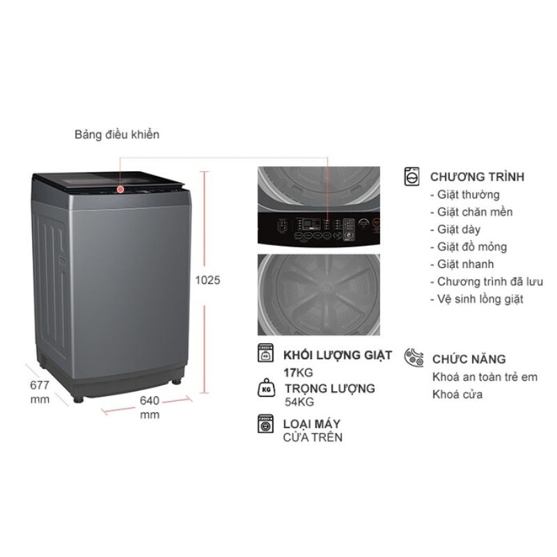 Máy Giặt Toshiba Inverter 17 Kg AW-DUN1800MV(SG) cửa trên 5 Kích thước máy Giặt Toshiba Inverter 17 Kg AW-DUN1800MV(SG) cửa trên