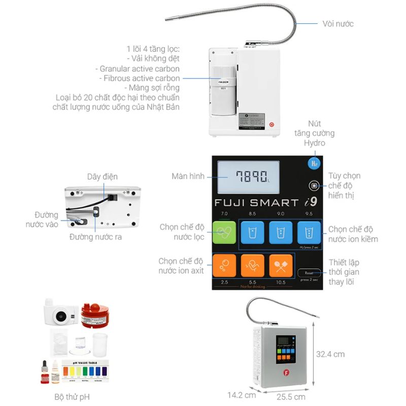 Máy lọc nước Fuji Smart I9 5 Kích thước máy lọc nước Fuji Smart I9
