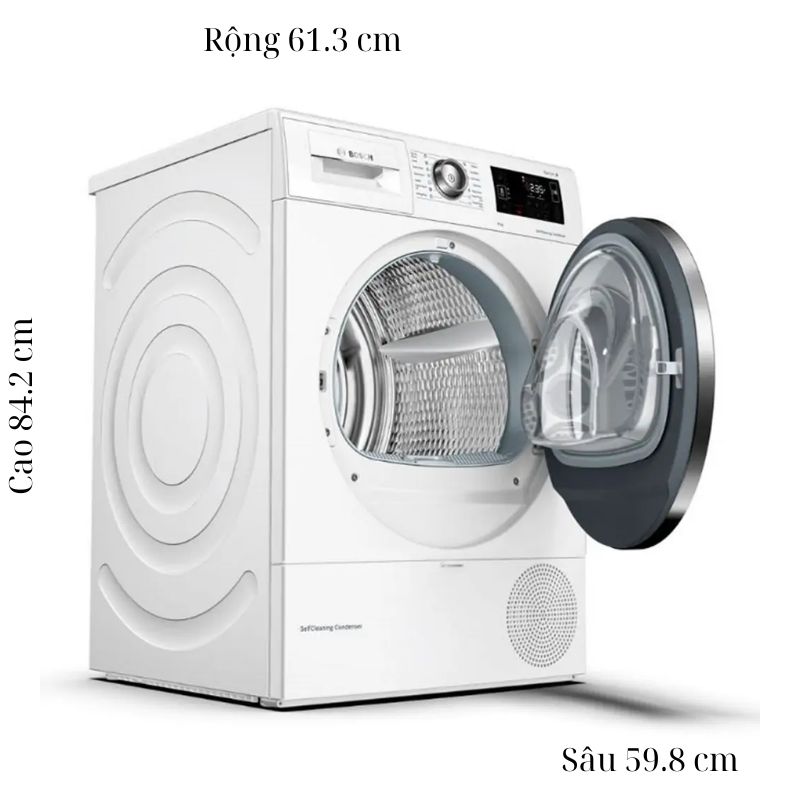 Máy Sấy Bơm Nhiệt Bosch 9 Kg WQG24200SG Serie 6 5 Kích thước máy Sấy Bơm Nhiệt Bosch 9 Kg WQG24200SG Serie 6