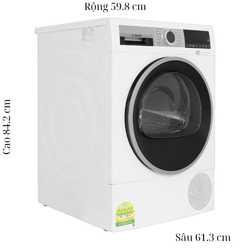 Máy Sấy Bơm Nhiệt Bosch 9 Kg WQG24570SG Serie 6 5 Kích thước máy Sấy Bơm Nhiệt Bosch 9 Kg WQG24570SG Serie 6