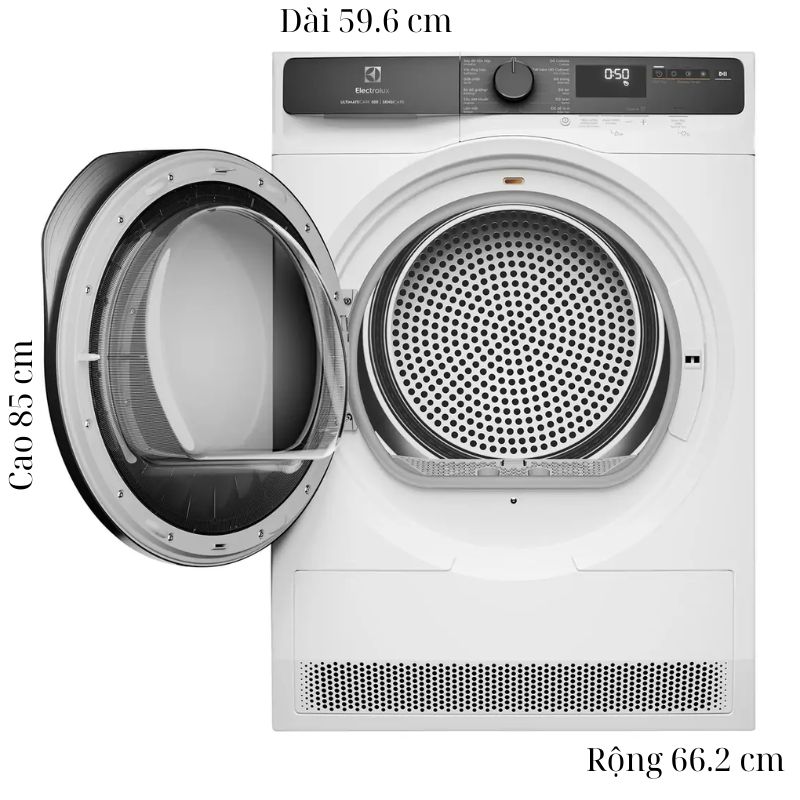 Máy Sấy Bơm Nhiệt Electrolux 8 Kg EDH803J5WC 5 Kích thước máy Sấy Bơm Nhiệt Electrolux 8 Kg EDH803J5WC
