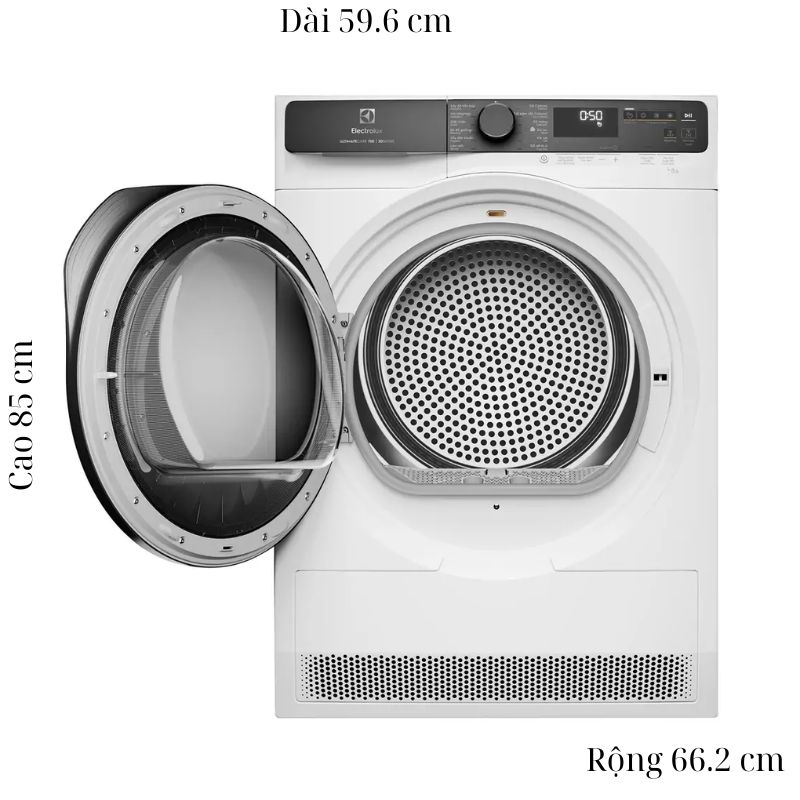 Máy Sấy Bơm Nhiệt Electrolux Inverter 9 Kg EDH903R7WC 5 Kích thước máy Sấy Bơm Nhiệt Electrolux Inverter 9 Kg EDH903R7WC