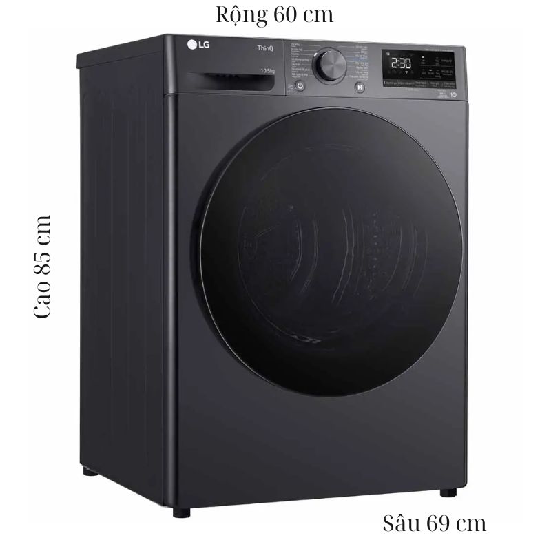 Máy Sấy Bơm Nhiệt LG Inverter 10.5 Kg DVHP50M 6 Kích thước máy Sấy Bơm Nhiệt LG Inverter 10.5 Kg DVHP50M