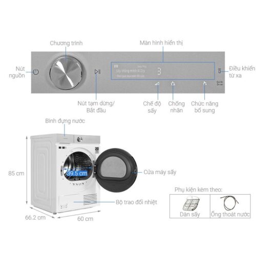 Máy Sấy Bơm Nhiệt Samsung 9 kg DV90BB9440GH/SV 7 Kích thước máy Sấy Bơm Nhiệt Samsung 9 kg DV90BB9440GH/SV