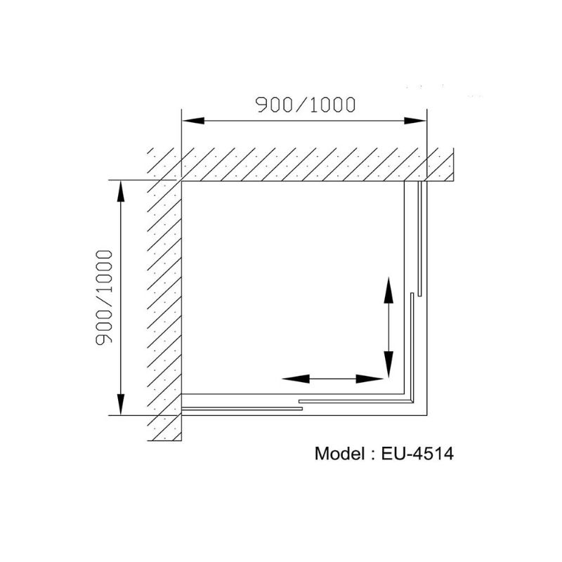 Phòng tắm vách kính Euroking EU-4514 900mm 4 Kích thước phòng tắm vách kính Euroking EU-4514 900mm