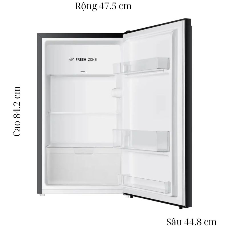Tủ Lạnh 1 cánh mini 94 Lít Hisense HR09DB 5 Kích thước tủ Lạnh 1 cánh mini 94 Lít Hisense HR09DB