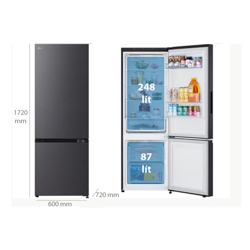 Tủ Lạnh 2 cánh Inverter 335 Lít LG LBB33BLM 6 Kích thước tủ Lạnh 2 cánh Inverter 335 Lít LG LBB33BLM