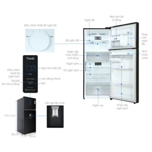 Tủ Lạnh 2 cánh Inverter 374 Lít LG GN-D372BLA 9 Kích thước tủ Lạnh 2 cánh Inverter 374 Lít LG GN-D372BLA