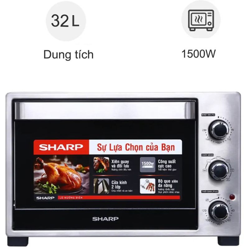 Lò nướng Sharp EO-A323RCSV-ST 32 lít 2 Lò nướng Sharp EO-A323RCSV-ST 32 lít