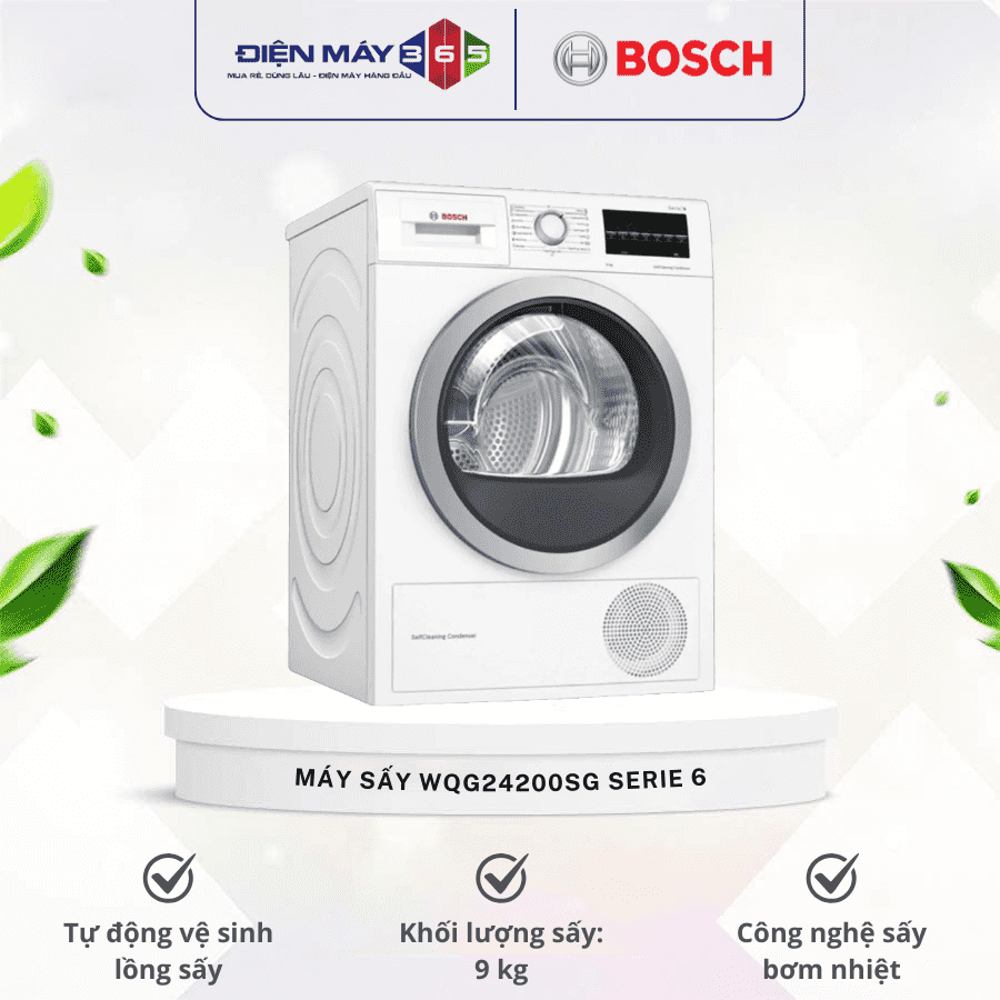 Máy Sấy Bơm Nhiệt Bosch 9 Kg WQG24200SG Serie 6 3 Máy Sấy Bơm Nhiệt Bosch 9 Kg WQG24200SG Serie 6