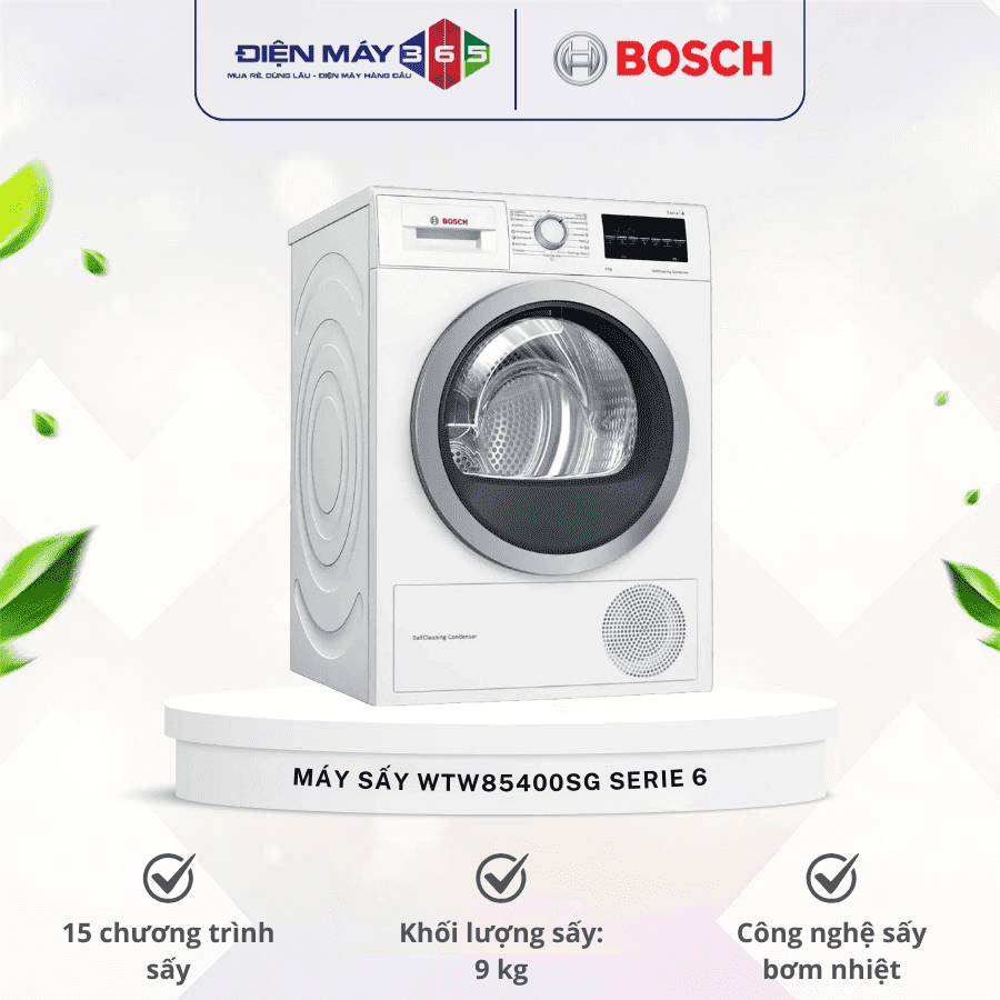 Máy Sấy Bơm Nhiệt Bosch 9 Kg WTW85400SG Serie 6 3 Máy Sấy Bơm Nhiệt Bosch 9 Kg WTW85400SG Serie 6