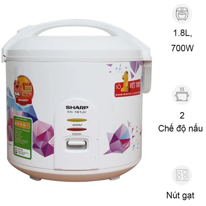 Nồi cơm điện Sharp 1.8 Lít KS-18TJV 3 Nồi cơm điện Sharp 1.8 Lít KS-18TJV