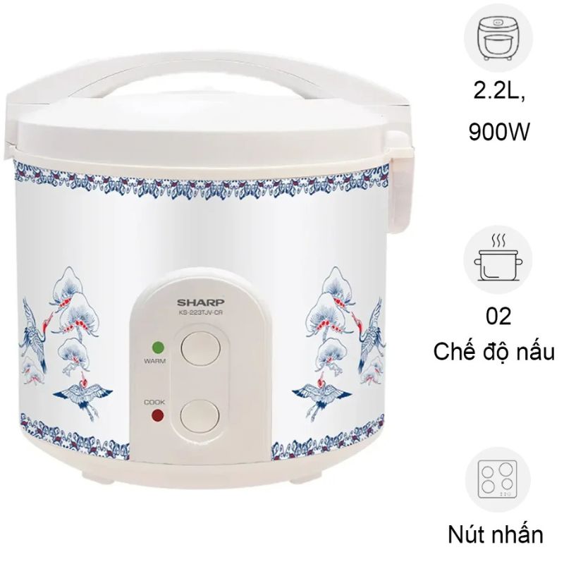 Nồi cơm điện Sharp KS-223TJV-CR 2.2lít 3 Nồi cơm điện Sharp KS-223TJV-CR 2.2lít