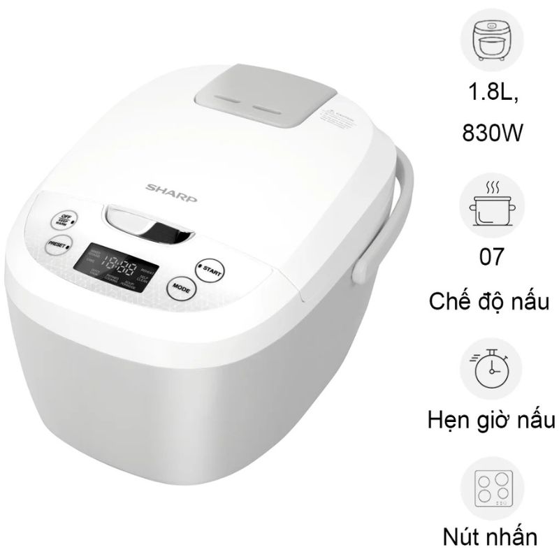 Nồi cơm điện Sharp KS-COM180EV-GY 1.8 lít 2 Nồi cơm điện Sharp KS-COM180EV-GY 1.8 lít