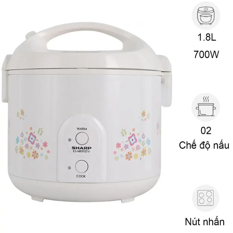 Nồi cơm điện Sharp KS-NR191STV-CU 1.8 lít 3 Nồi cơm điện Sharp KS-NR191STV-CU 1.8 lít