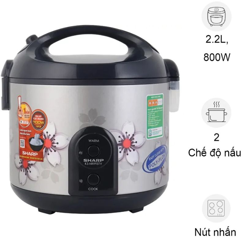 Nồi cơm điện Sharp KS-R231STV "SS" 2.2 lít 3 Nồi cơm điện Sharp KS-R231STV "SS" 2.2 lít